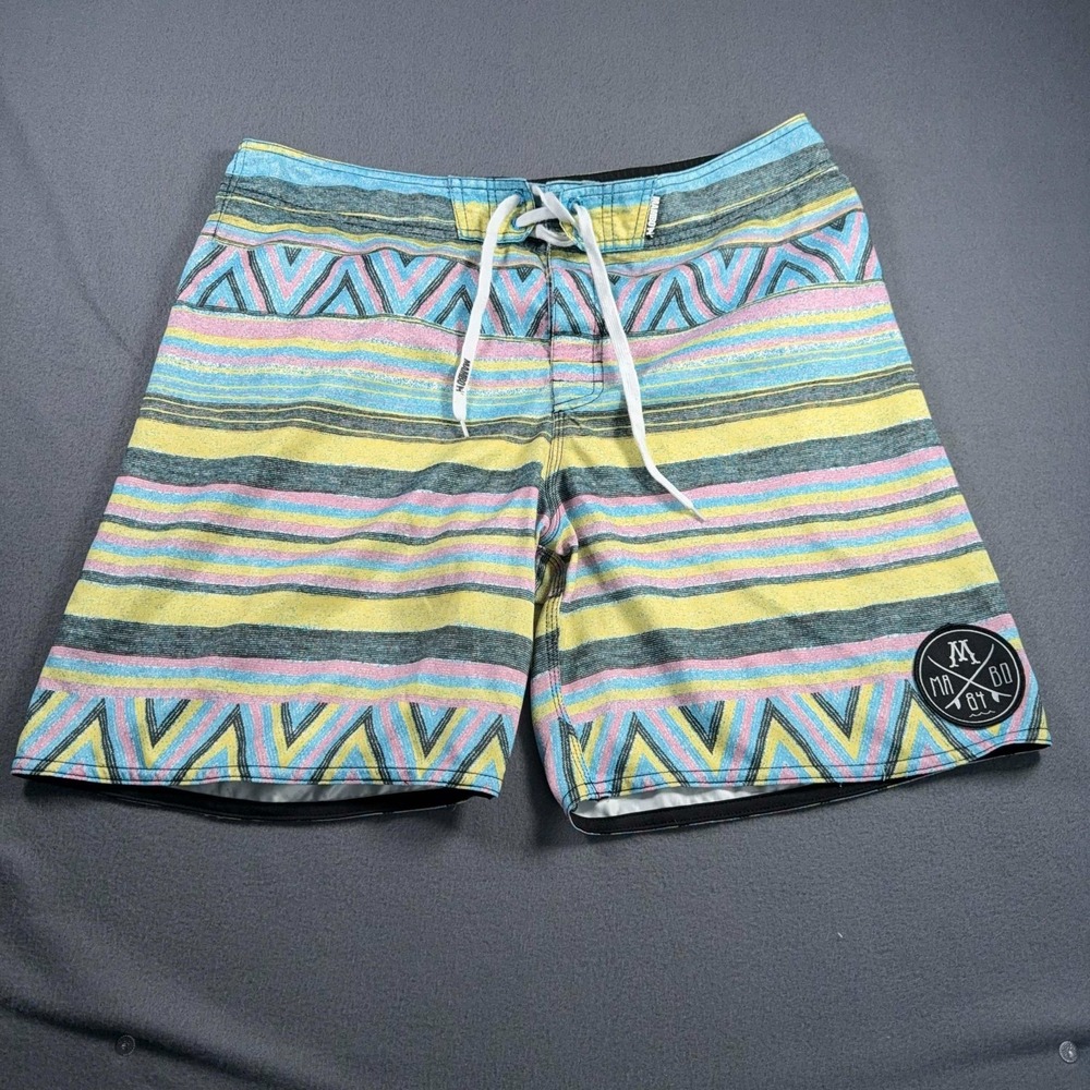 Mambo Australia Vintage Board Shorts Mens XL Geometric Swim Surf Trunks Unlined